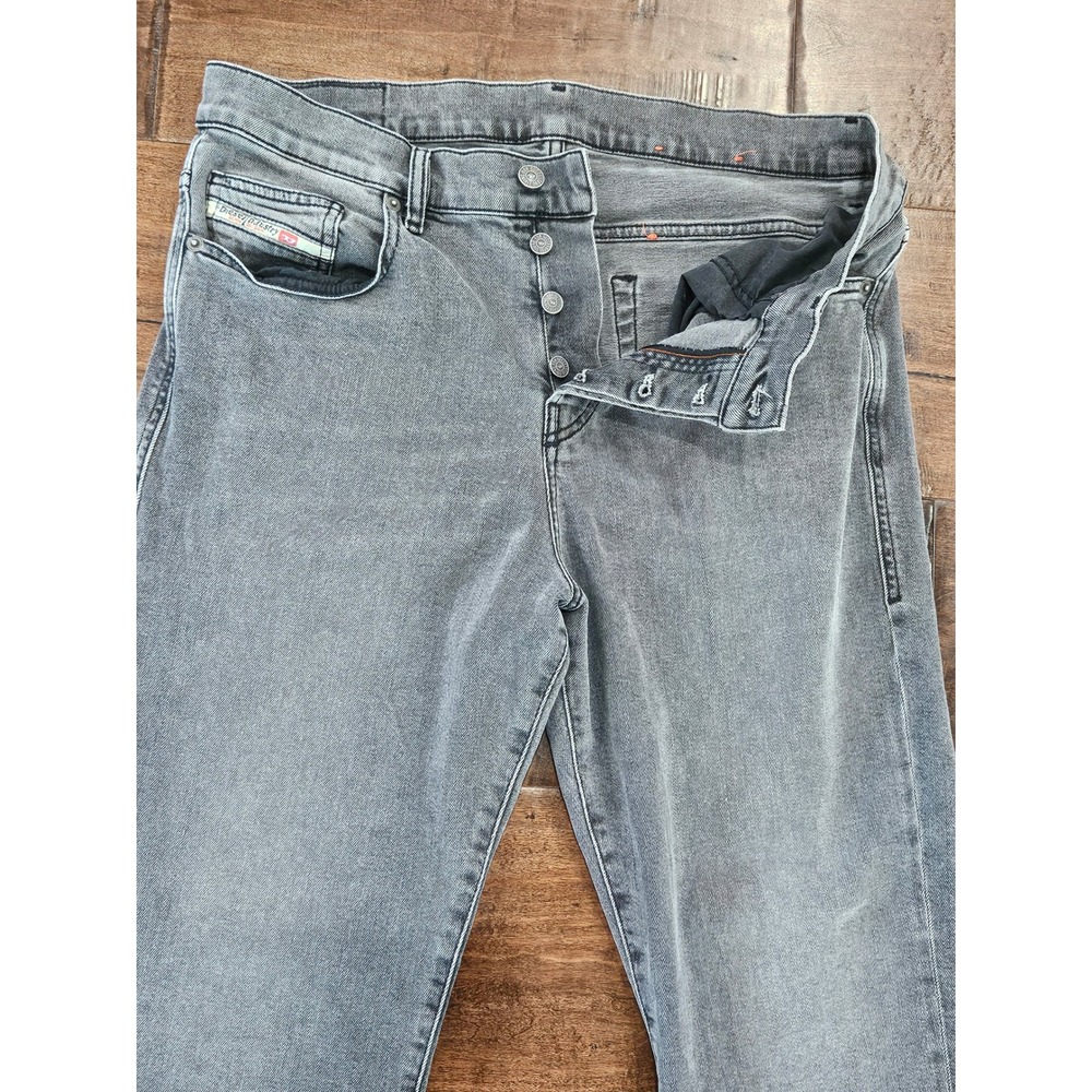 Y2K Diesel Industry Mens Grey Faded Wash ButtonFly Straight Leg Denim